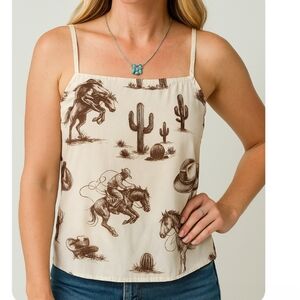 Lucky & Blessed Desert Rodeo Satin Tank -